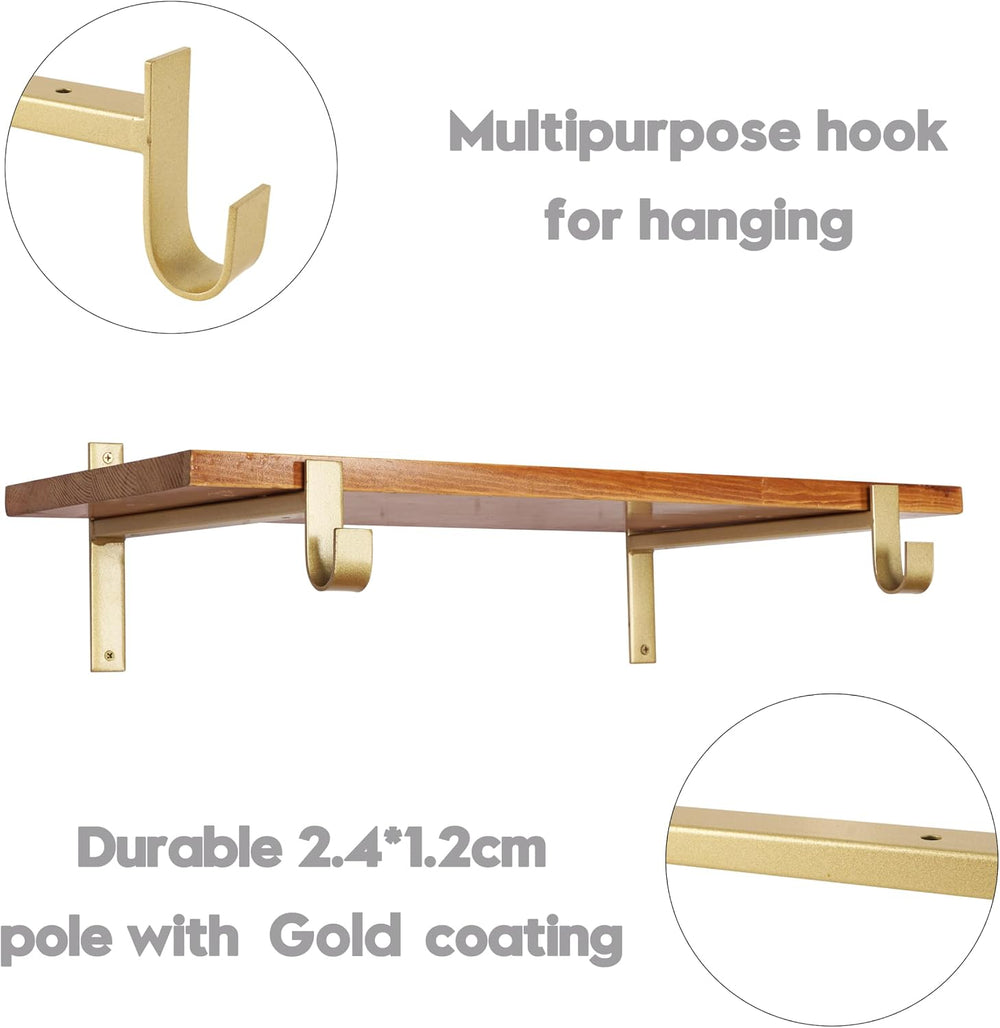 AddGrace Closet Rod Bracket Heavy Duty Shelf Brackets Gold 10 Inch 4 Pack