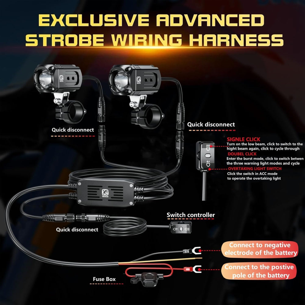 Kewig Motorcycle Auxiliary LED Lights Kit Driving Fog Spotlights