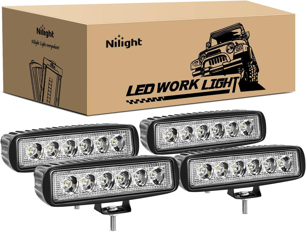 Nilight - 15019S-D Led Light Bar 4PCS 18w Spot Driving Fog Light Off Road Lig...