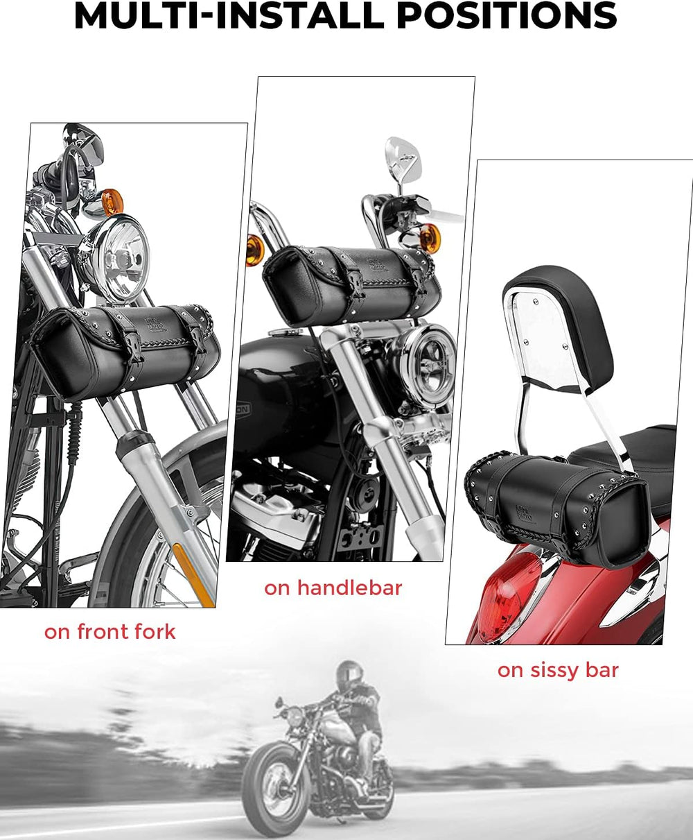 KEMIMOTO Motorcycle Tool Fork Bag PU Leather Universal