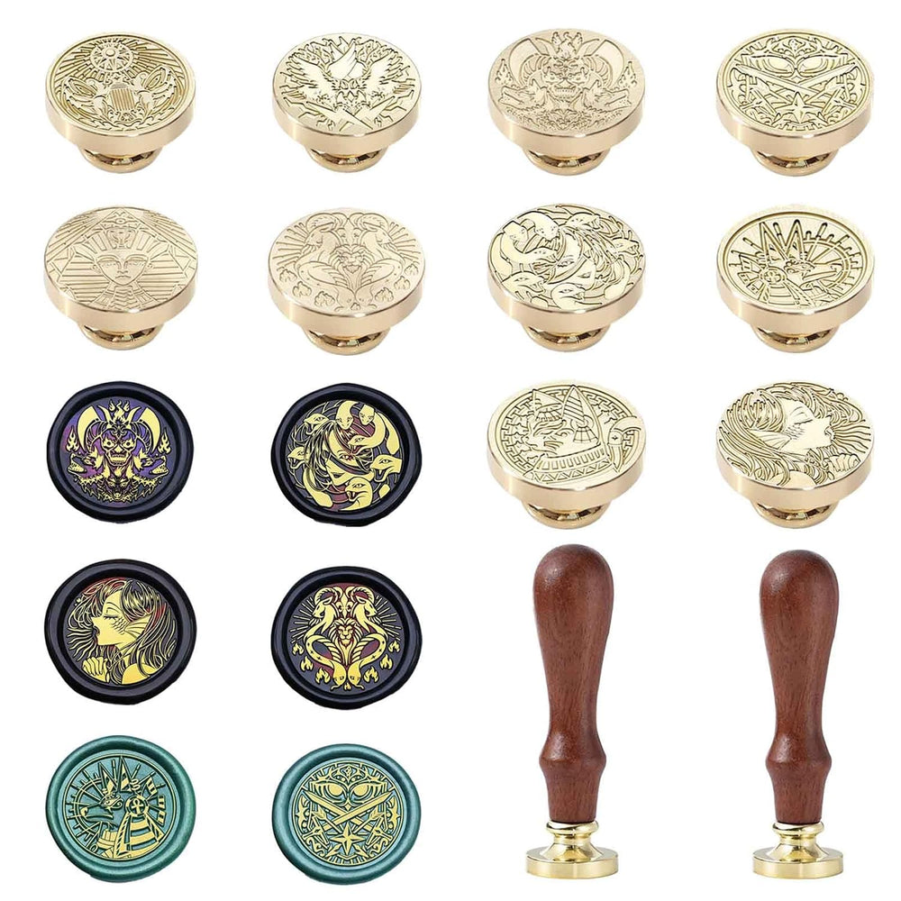 10PCS Mythical Wax Seal Set - Retro Brass Sealed Stamp, Removable Sealing Wax...