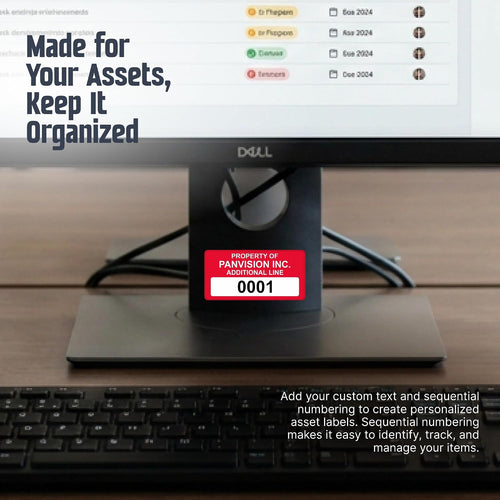 "Custom Asset Labels with Sequential Numbering" | 0.75" x 1.5" 100% Aluminum Foil Tags with High-bond Acrylic Adhesive, Pack of 100, Made in USA