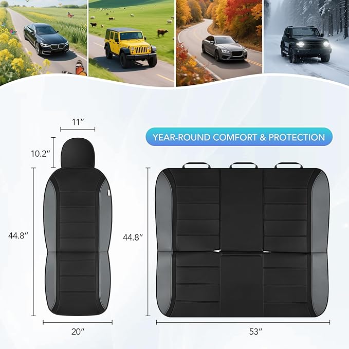 Road Comforts Leather Seat Covers, Breathable Car Seat Covers Full Set