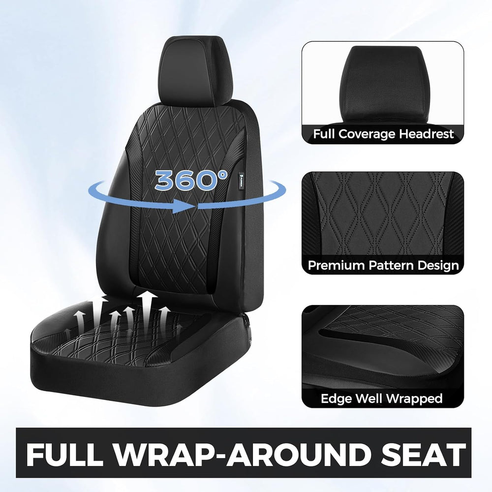 Seat Covers Full Set, Leather Seat Covers for Cars, Waterproof Car Seat Prote...