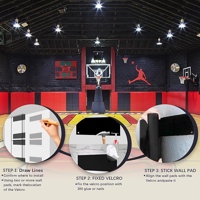 PROGOAL 60"/72" High Gym Wall Padding 2"/4" Thick Foam Ba...