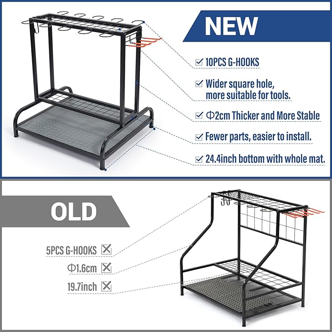 Garden Tool Organizer, Yard Tools Rack Holds 55 Long-Handled Tools/Rakes/Brooms