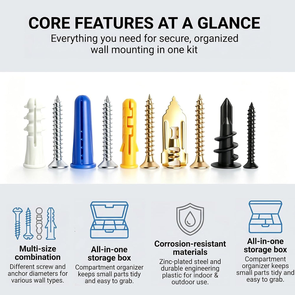 weideer 346PCS 11Sizes Drywall Anchors and Screws Assortment Kit,Toggle Bolts...