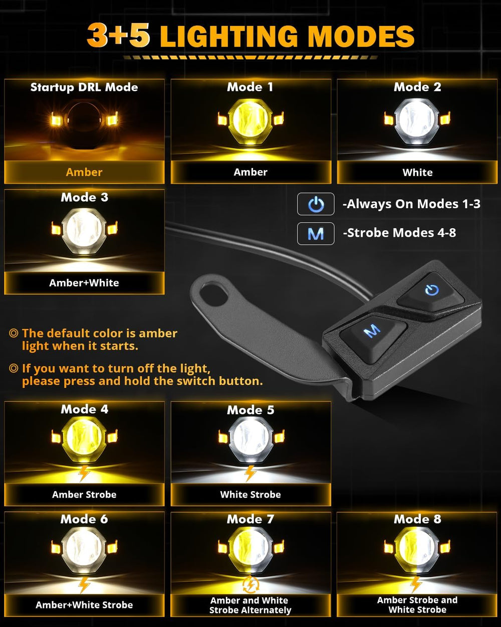 Auxbeam MT8 Series Motorcycle Fog Lights Auxiliary Lights Driving Lights