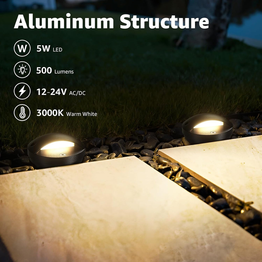 SUNVIE 5W 3000K Low Voltage Well Lights Landscape LED in Ground, 6 Pack