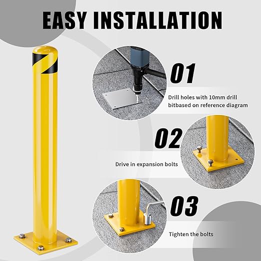 Safety Bollards, Steel Bollard Post (2Pack)