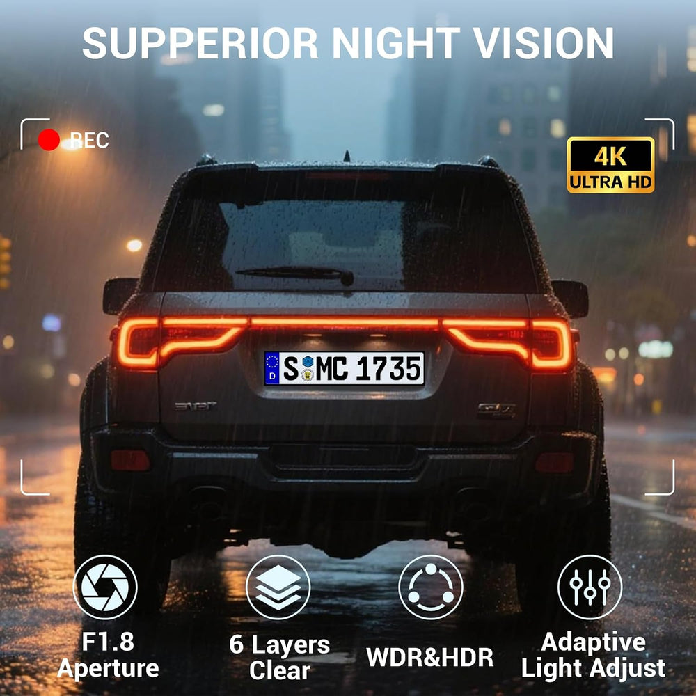 4K Rear View Mirror Camera, 10" Mirror Dash Cam Front and Rear