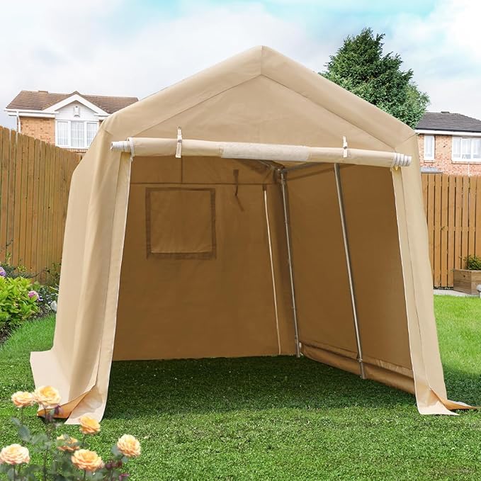 ADVANCE OUTDOOR 8x14 ft Steel Metal Peak Roof Portable Garage Shelter Storage