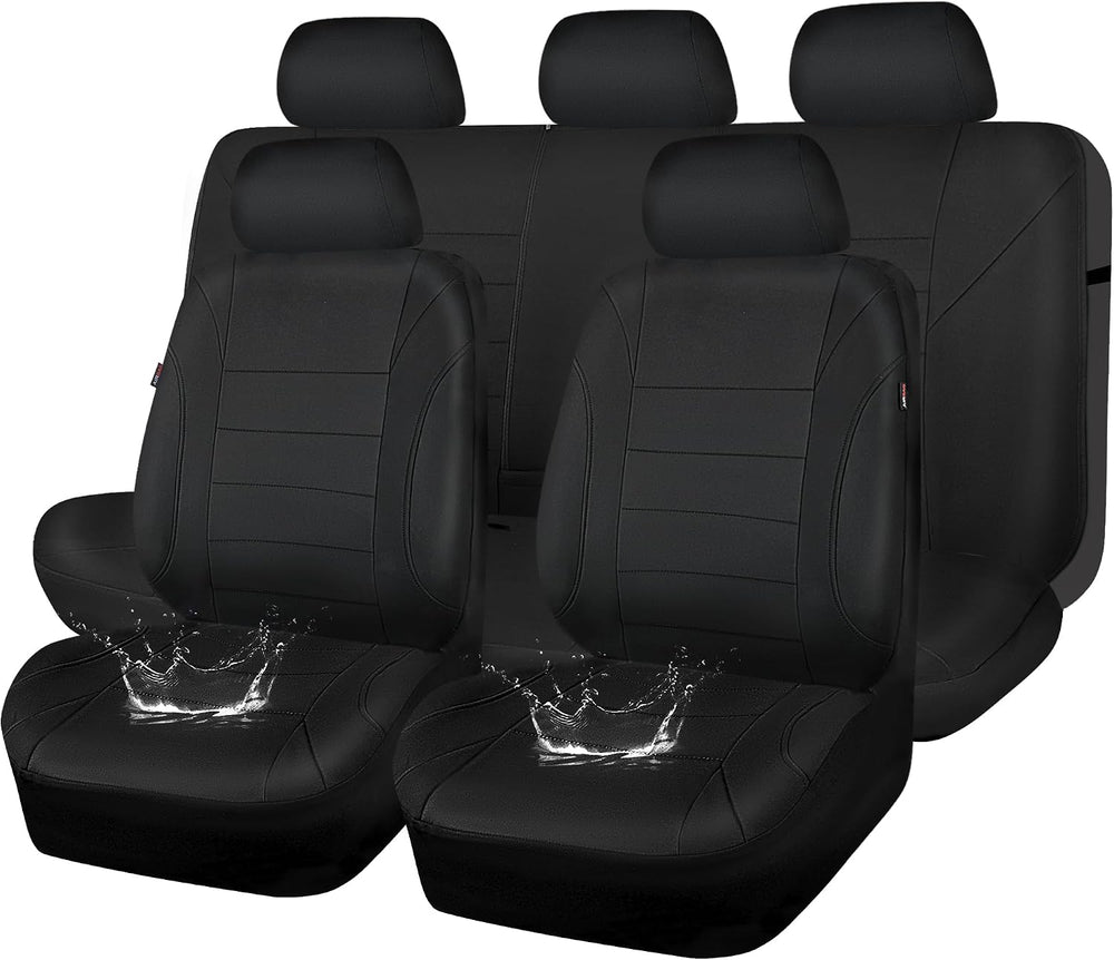 CAR PASS Neoprene Waterproof Seat Covers, Universal Fit Black Full Sets, Prot...