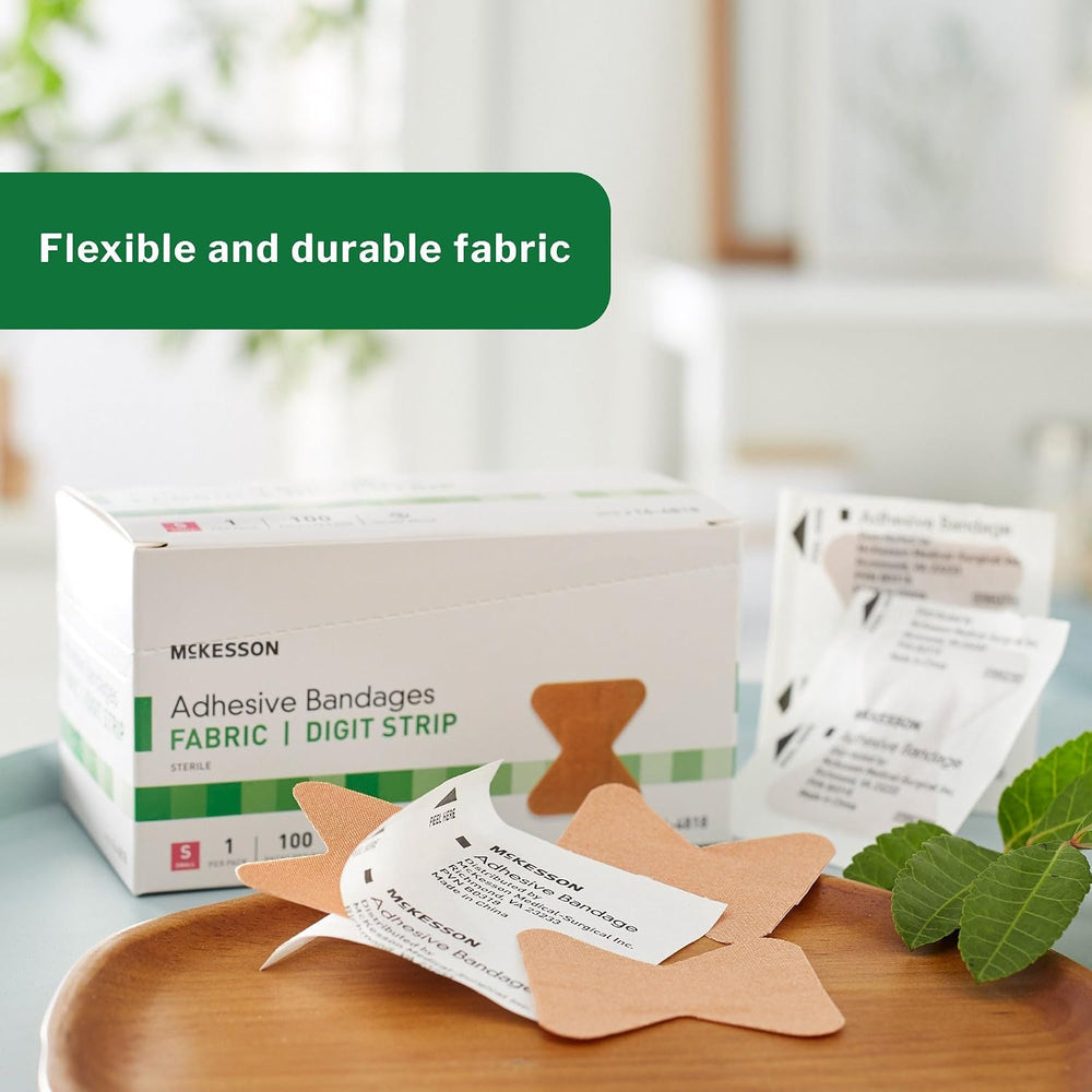 McKesson Adhesive Bandages, Sterile, Fabric, Tan, Small, 1.7 x 2 in, 100 ct