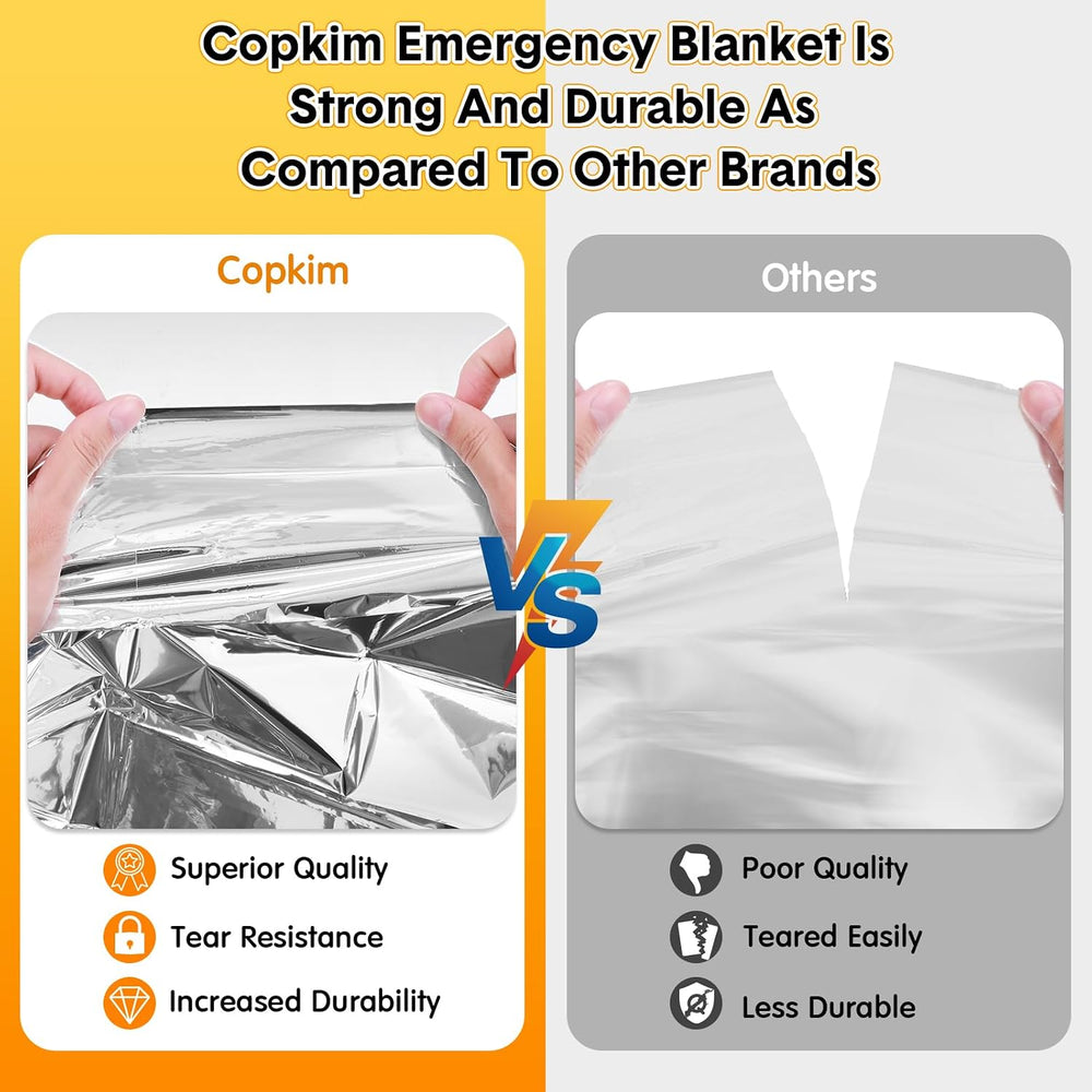 Copkim 100 Pcs 83 x 55 Emergency Foil Blankets for Survival, Gold Silver
