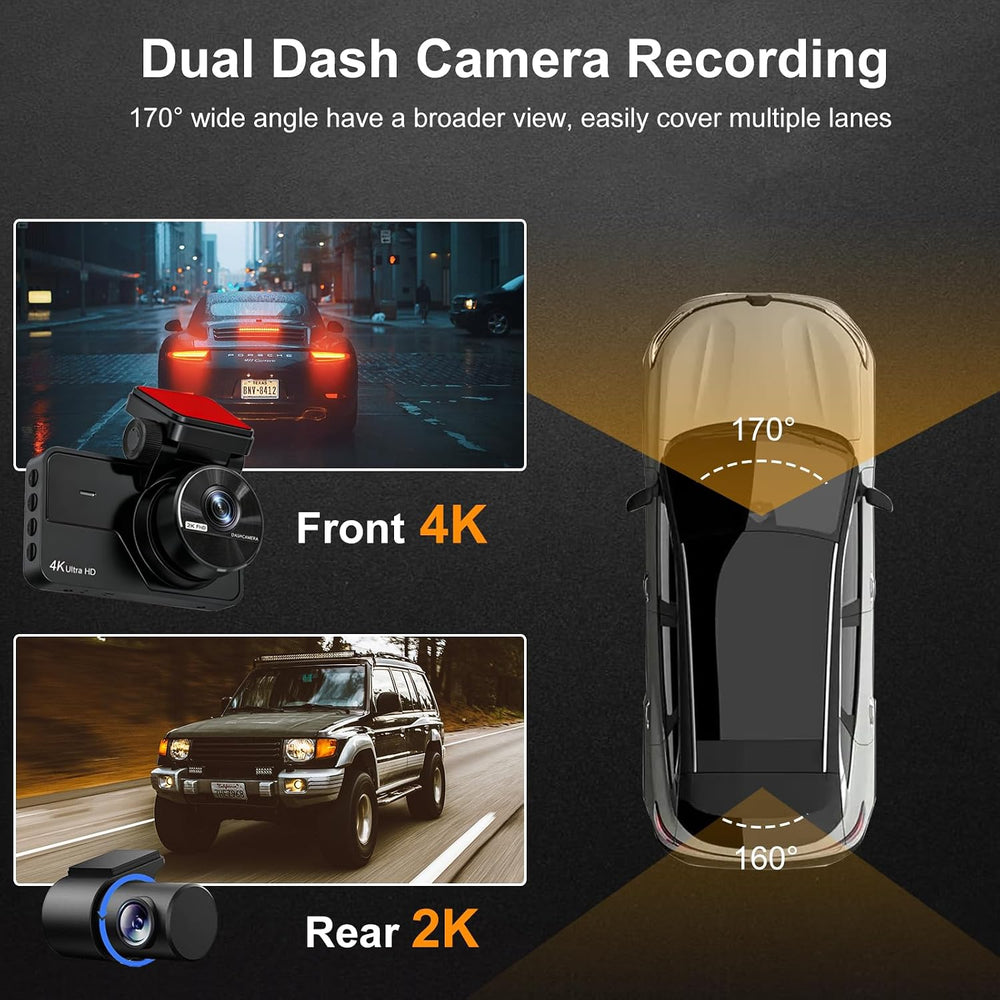 4K Dash Cam Front and Rear, Dash Camera for Cars with 64GB Card, Built-in 5.8...