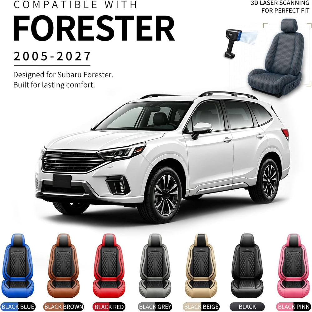 for Subaru Forester 2005-2027 Fit Seat Covers, Black&Pink
