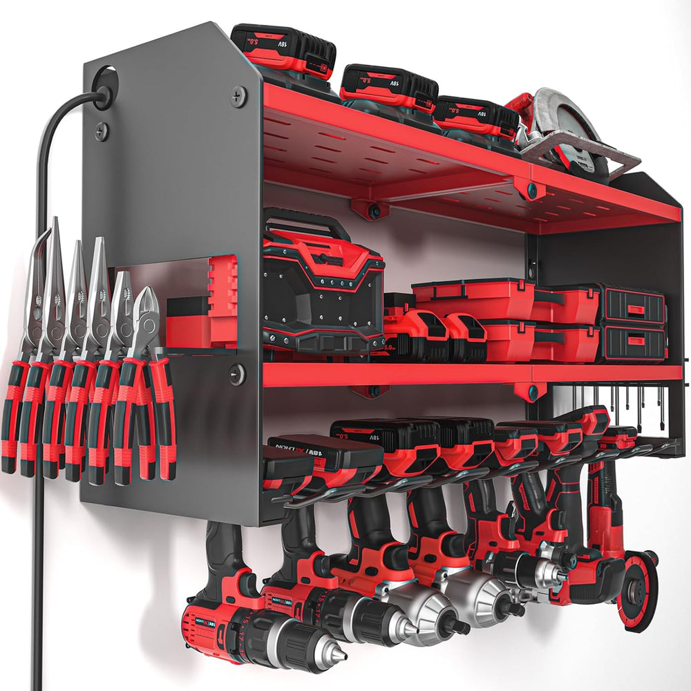YYR Power Tool Organizer with Charging Station Wall Mount, Cordless Drill and