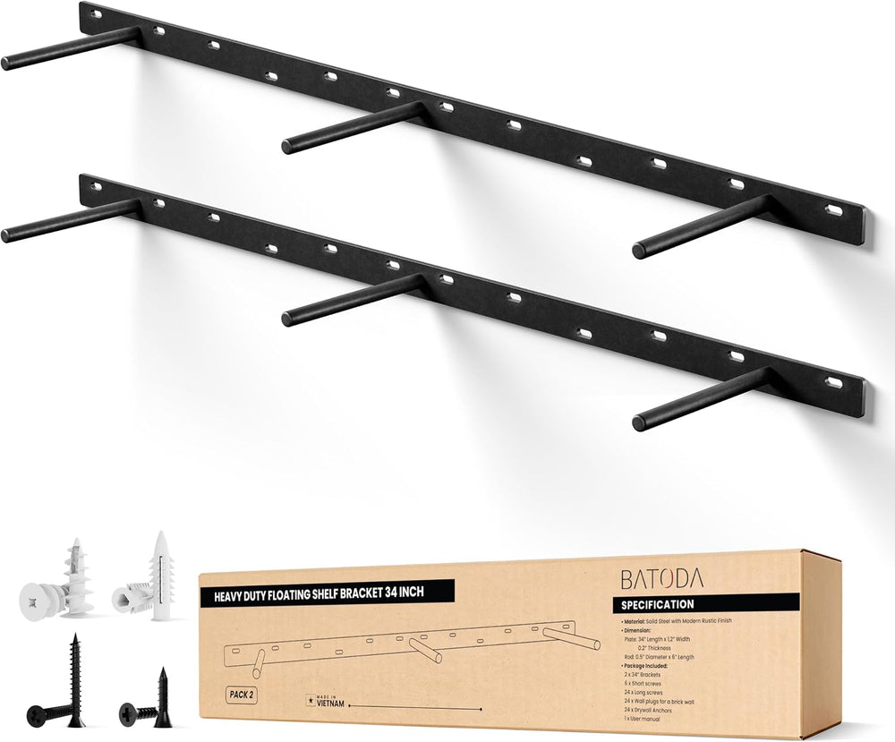 BATODA 34" Floating Shelf Bracket 2PCS, Hidden Bracket for Floating Shelves