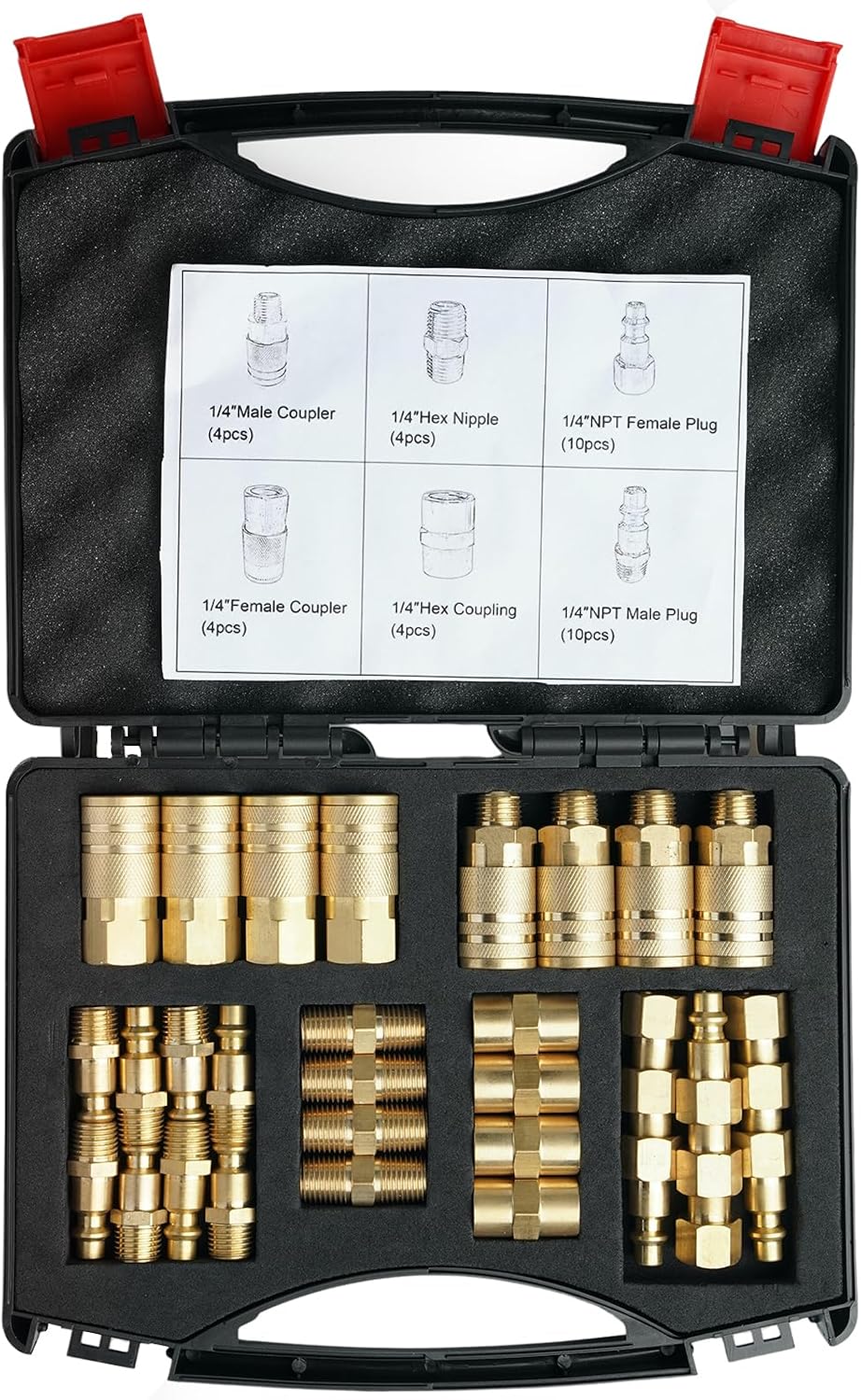 1/4" Air Hose Fittings, 36 pcs Quick Connect Air Compressor Accessories ...