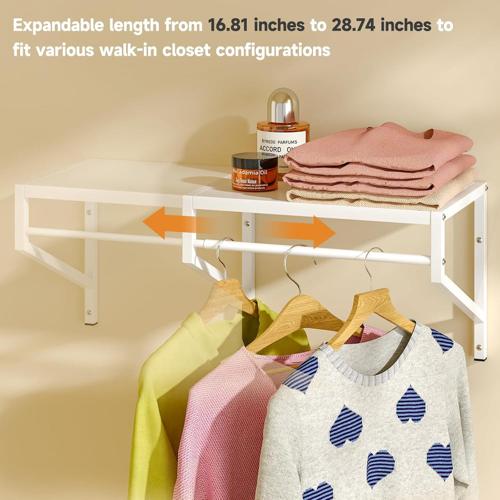 ThreeHio Expandable Closet Shelves Wall Mounted, 3 Pack Closet Shelving with ...
