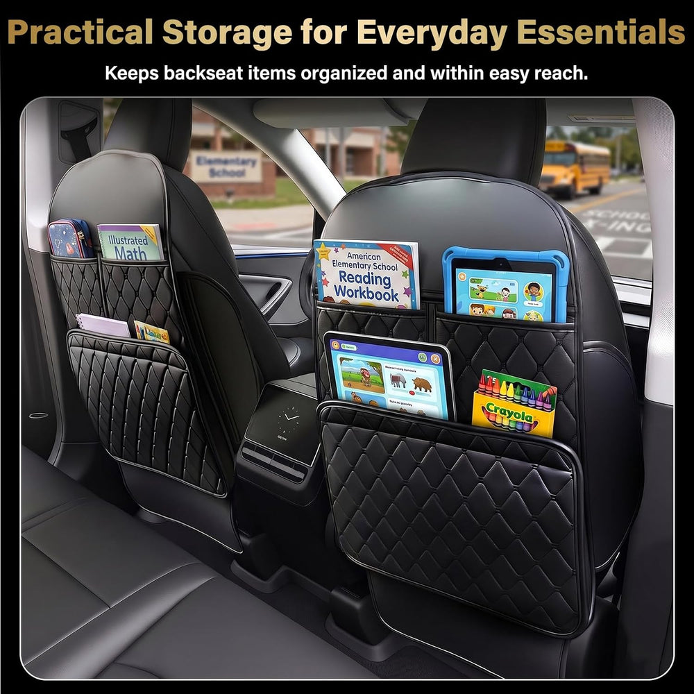 2 Pack Seat Back Protector Kick Mats, Premium Interior Look