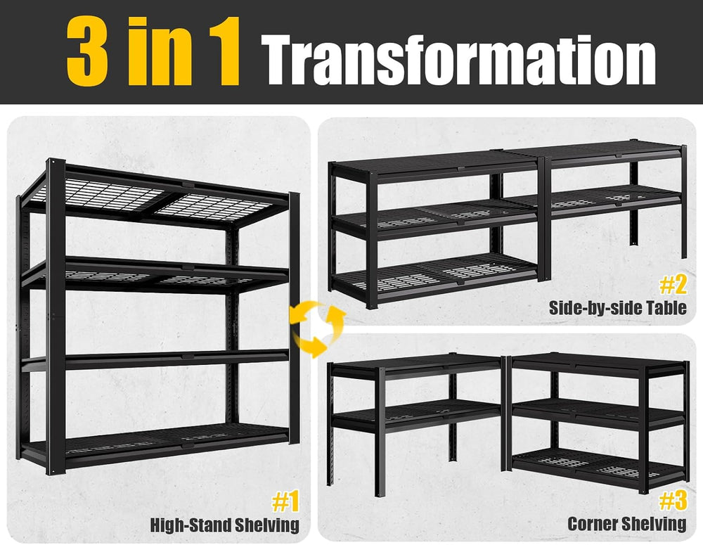PrimeZone 40" W Heavy Duty Garage Shelving 2200 LBS 4 Tier Storage Shelves