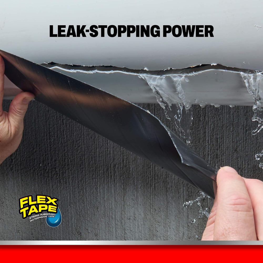 Flex Tape Strong Rubberized Waterproof Tape, Black, 4 in x 5 ft, 2-Pack