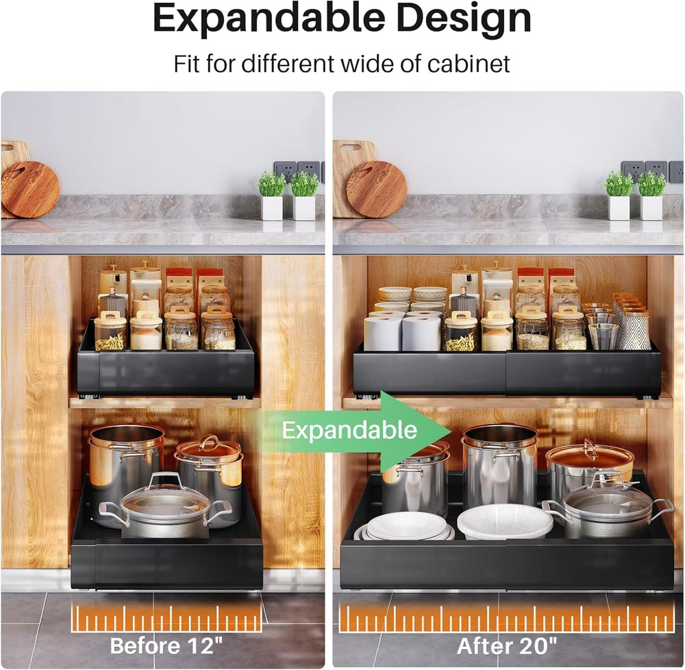 2 Pack Pull out Cabinet Organizer, Expandable(12"-20") Heavy Duty S...