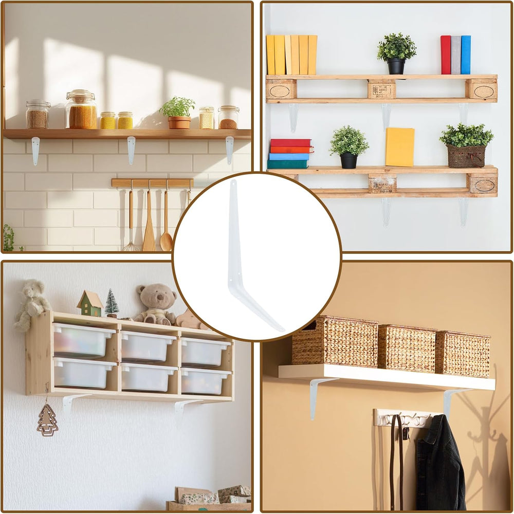 24Pcs 12 x 10 Inch White Shelf Brackets, L Brackets