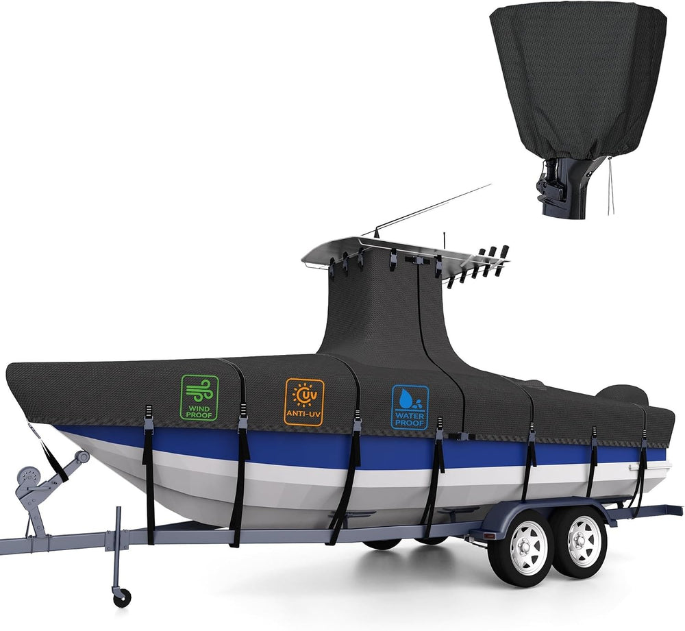 1200D Heavy-Duty 100% Waterproof T-Top Boat Cover 20-22ft Center Console