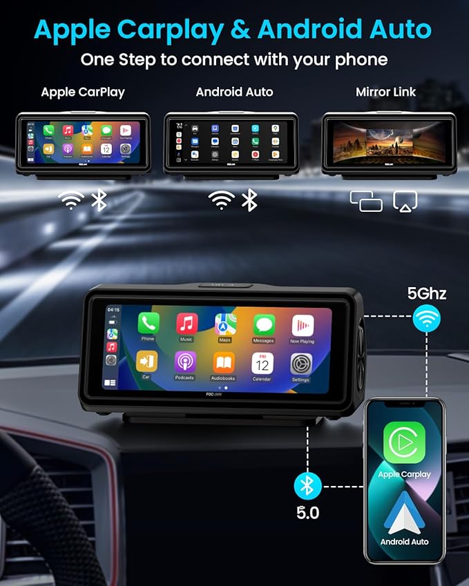 Portable Apple Carplay Screen for Car, Touch Screen