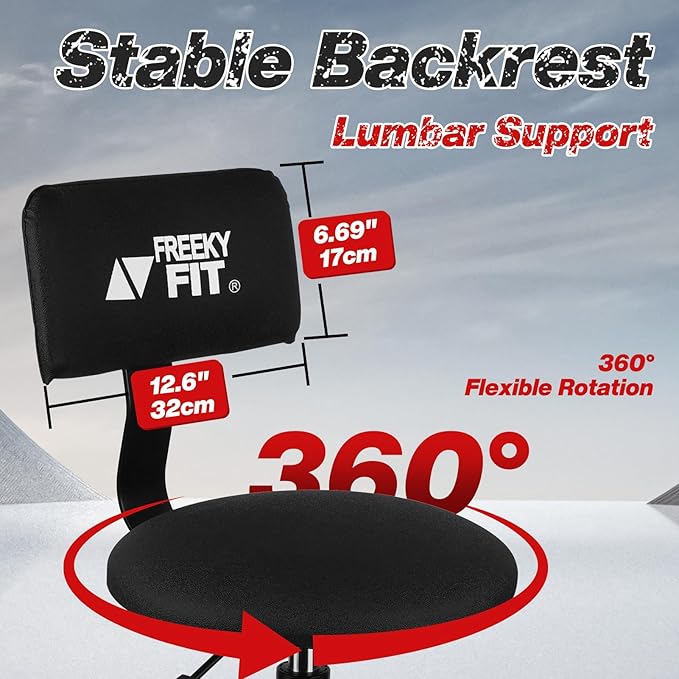 Shop Stool with Backrest, Mechanic Garage Stool