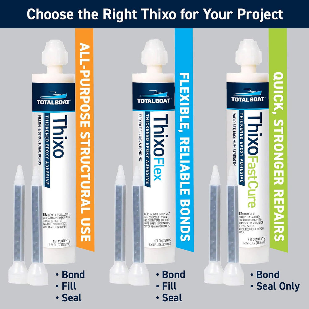 TotalBoat Thixo Structural Marine Epoxy Glue - 185ml Tube with Mixing Tips