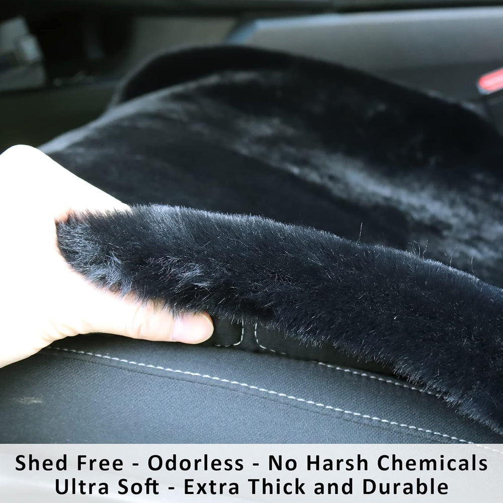 Champlus Fur Car Seat Cover for Front Seat, Faux Sheepskin Automotive Cushion...
