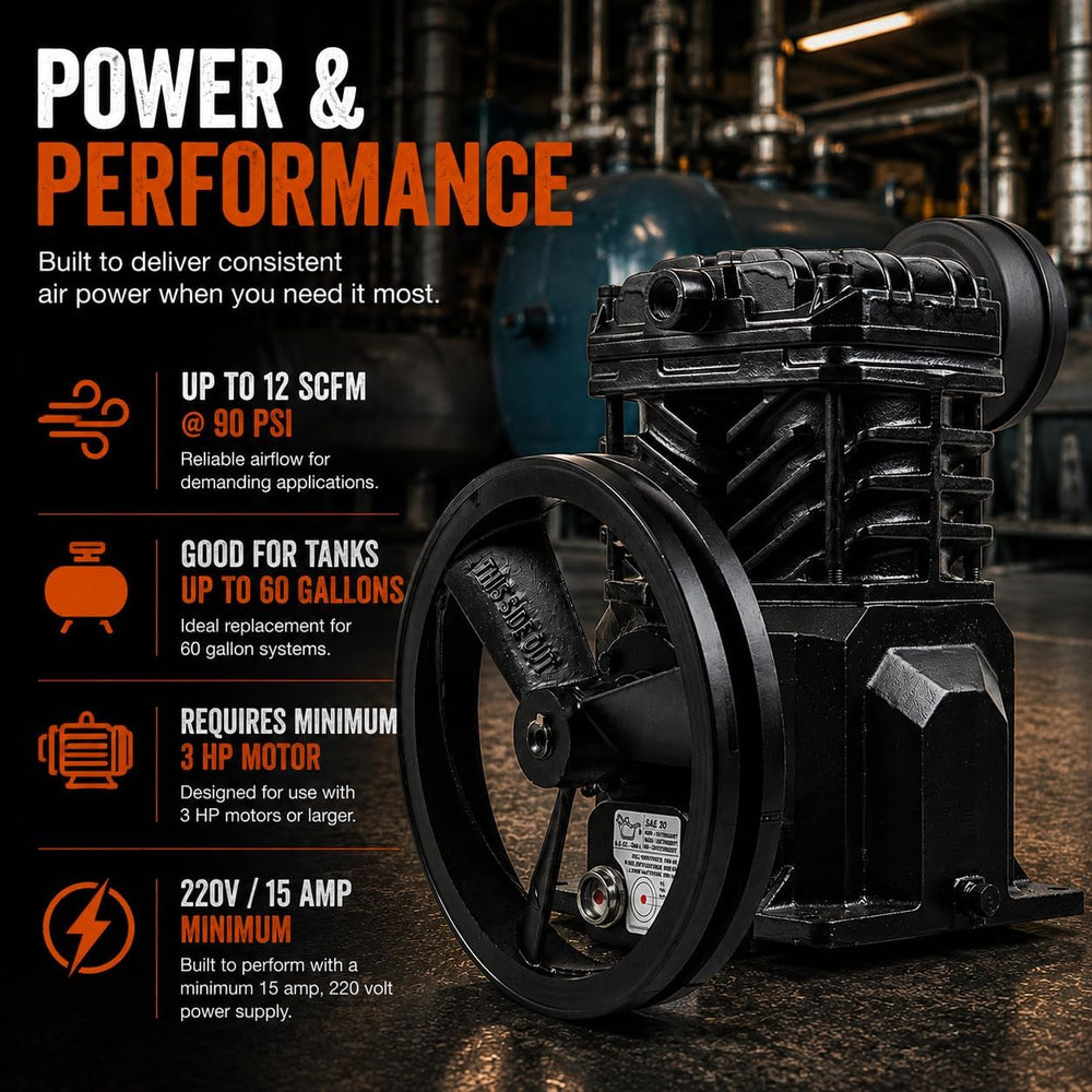 3HP Cast Iron Air Compressor Pump Replacement Compressor Source