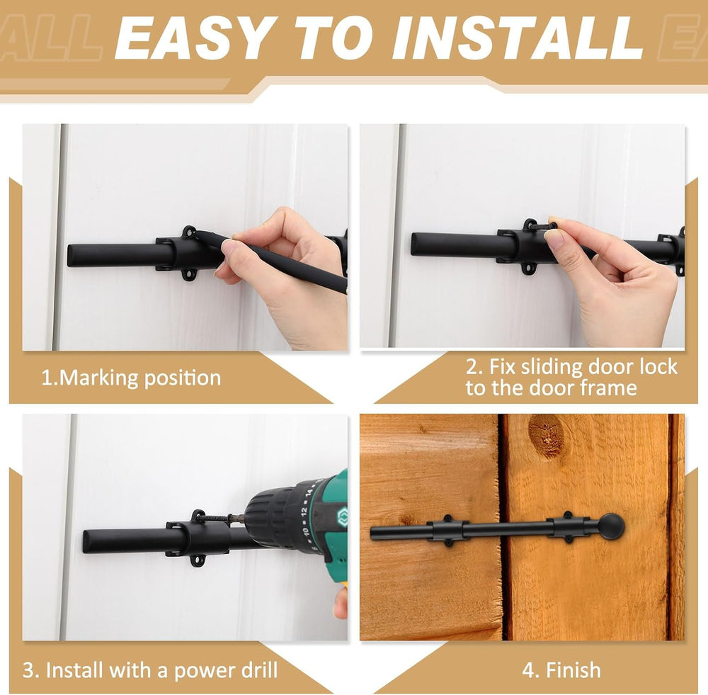 Tandefio 12" Dutch Door Bolt Heavy Duty Latch for Gate, Black