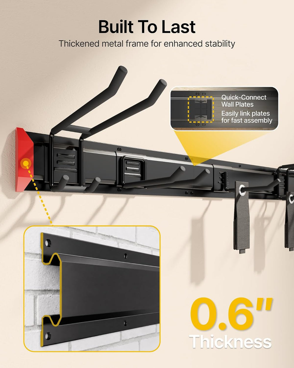 monTEK 80" Garage Tool Organizer Wall Mount, 800 LBS Heavy Duty Tool Rack