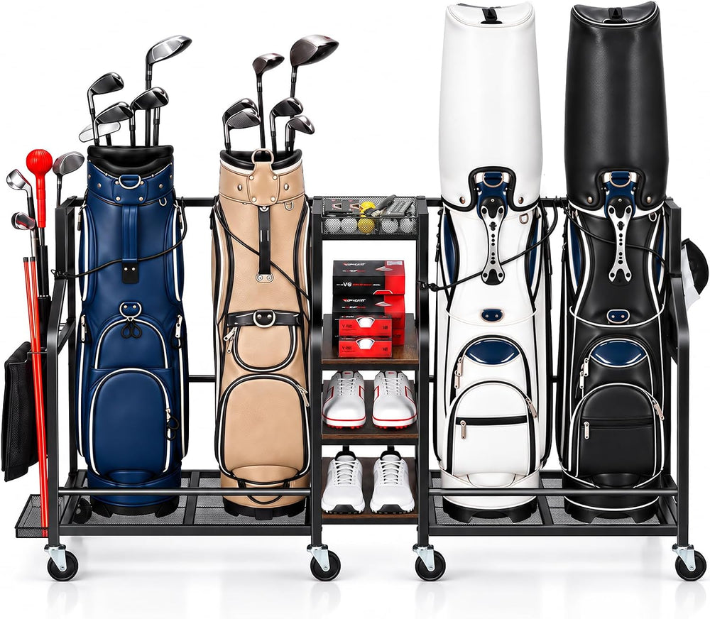 FHXZH Golf Bags Storage Garage Organizer - Golf Bag Stand with Wheels