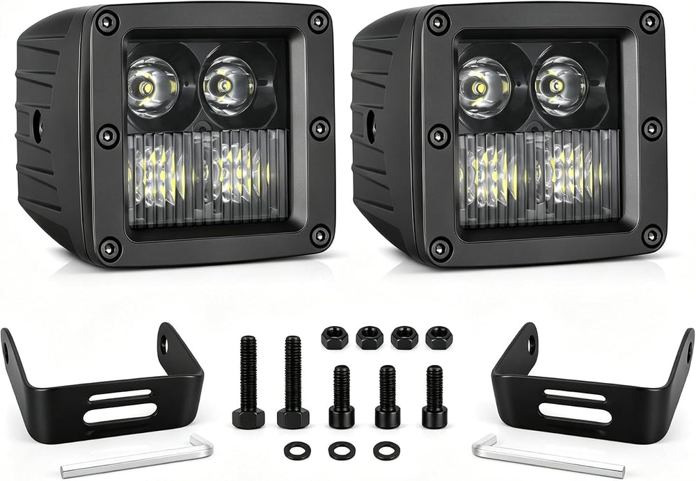 LED Cubes, 2PCS 3inch 80W CREE Combo Beam LED Pods Light Offroad