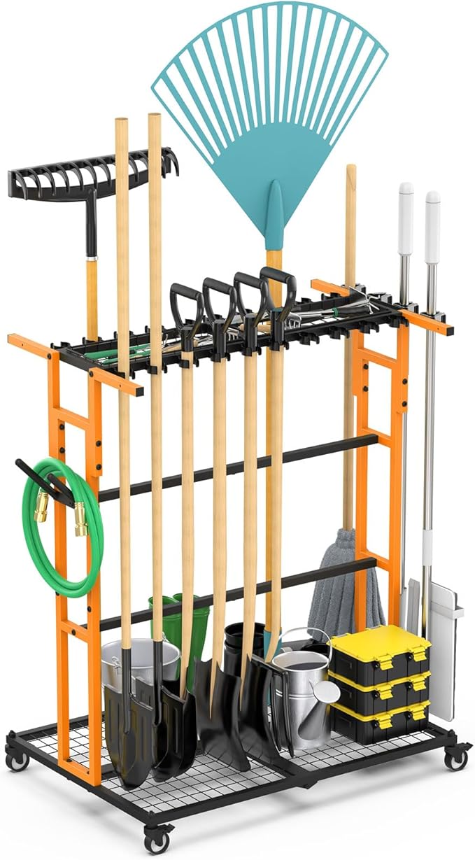 CCCEI Garage Organization with Wheels, Outdoor Gargen Yard Shed Tools Organizer