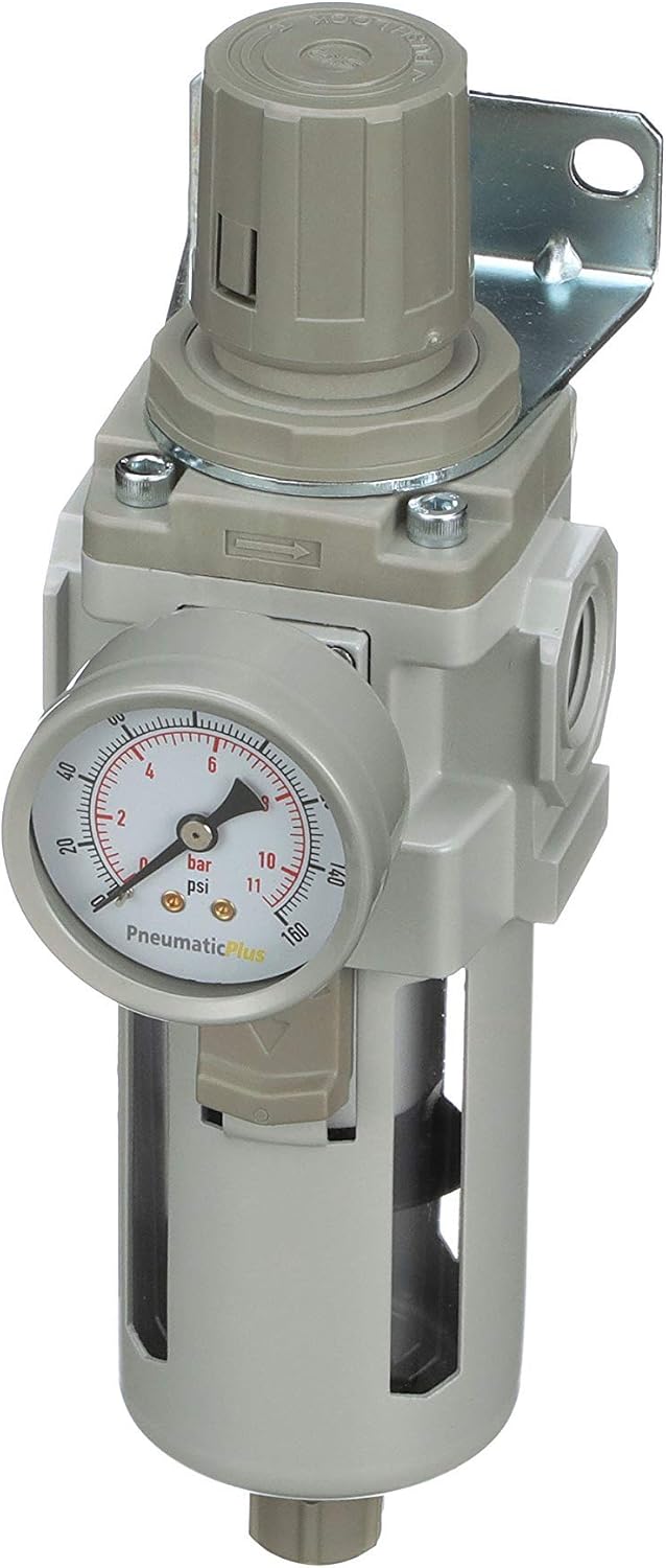 PneumaticPlus SAW400-N04BG Compressed Air Filter Regulator Piggyback Combo 1/...