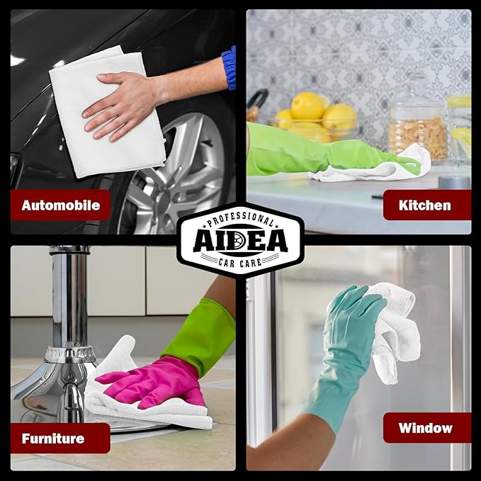 AIDEA Microfiber Cleaning Cloth White 150PK, Microfiber Towels