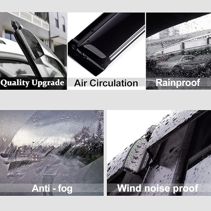 Side Window Deflector Visor Rain Guard, in-Channel Style Shatterproof Dark Sm...