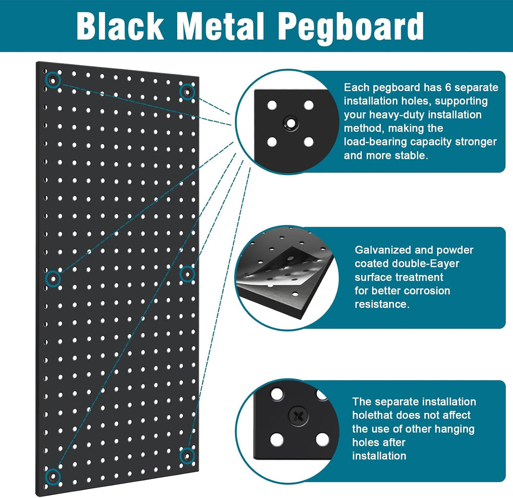 Metal Peg Board Kit with 1/4" Pegboard Accessories, 6 Pack 12"X24&q...