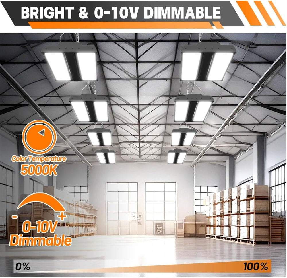 LED Linear High Bay Shop Light 2-Pack, 150W 20250LM 0-10V Dimmable 5000K Dayl...