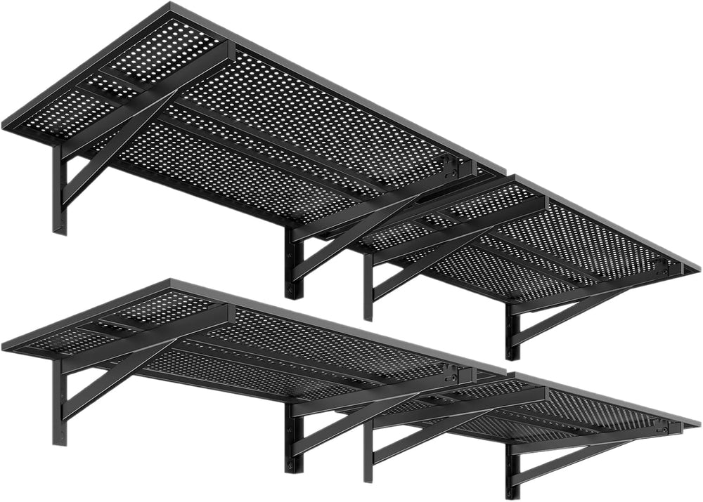 4 Pack Garage Shelving Wall Mounted, 2x3ft, 1400LBS Integrated Grid