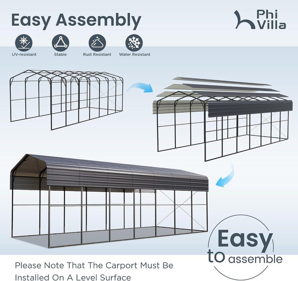 PHI VILLA 14X35 RV Carport, Metal Carports Canopy Heavy Duty Car Garage