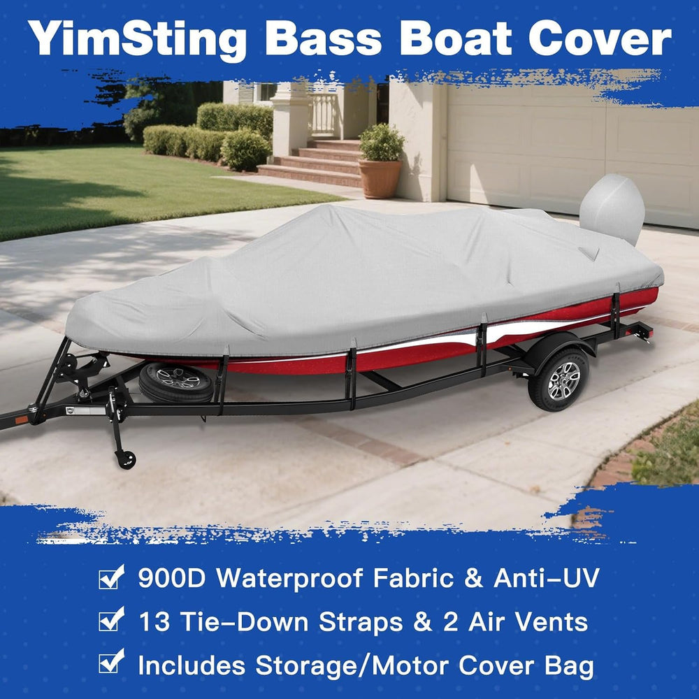 1200D Waterproof Boat Cover 20'-22' L X 100" Beam Width, Gray