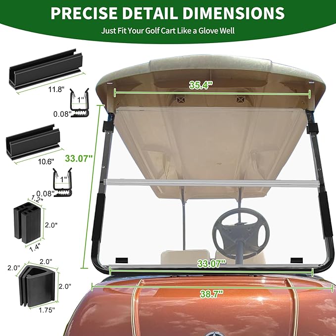 Golf Cart Foldable Windshield 3/16" Thicken Only Fits 2003-2006 Yamaha G22